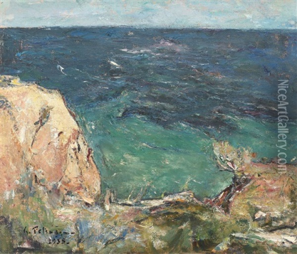 Sea At Techirghiol Oil Painting - Gheorghe Petrascu