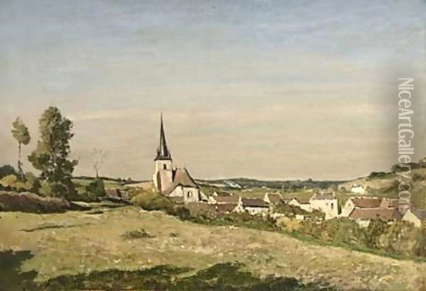A View Of The Village Of Saint-Prive Oil Painting - Henri-Joseph Harpignies