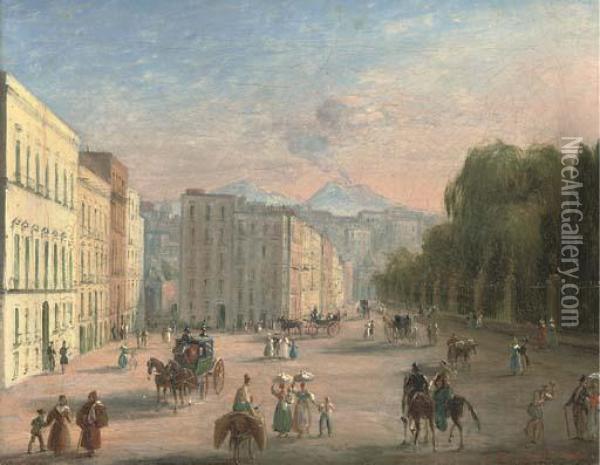 A Bustling Neapolitan Street Oil Painting - Salvatore Candido