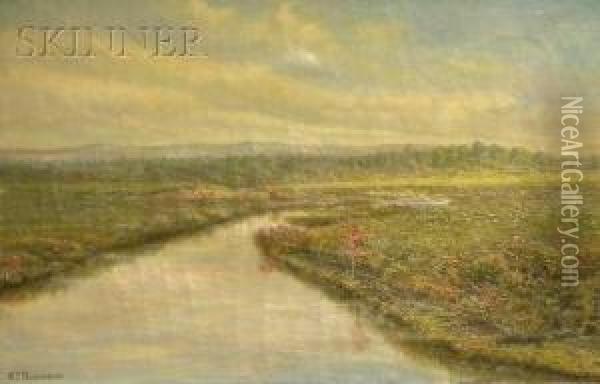Merrymeeting River, Pittsfield, New Hampshire Oil Painting - William T. Robinson