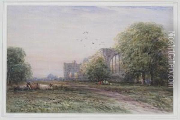 Egliston Abbey Oil Painting - James Orrock