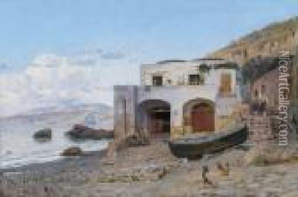 Capri Oil Painting - Godfred B.W. Christensen