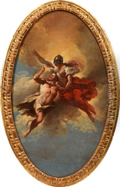Herkules Und Minerva Oil Painting - Giovanni Domenico Ferretti