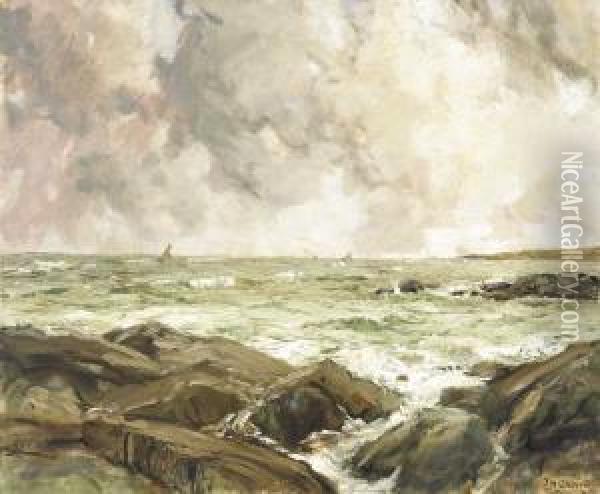 North-east Wind On The Antrim Coast Oil Painting - James Humbert Craig