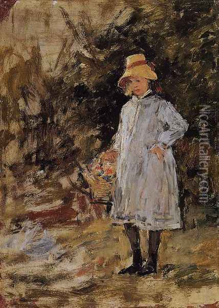 Portrait of a Little Girl Oil Painting - Eugene Boudin