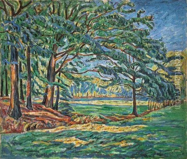 Landschaft Mit Baumen Und Weiden Oil Painting - Theo Von Brockhusen