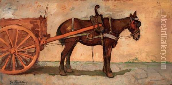Cavallo Con Carro Oil Painting - Giovanni Bartolena