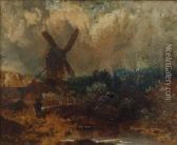 Norwich Landscape With Windmill Oil Painting - John Crome
