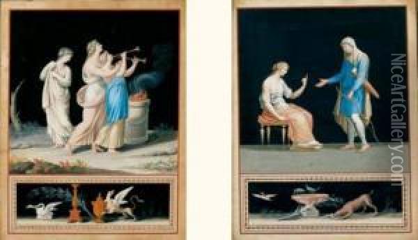 Releves De Peintures Romaines Oil Painting - Michaelangelo Maestri