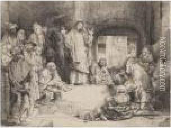 Christ Preaching ('la Petite Tombe') (b. 67) Oil Painting - Rembrandt Van Rijn