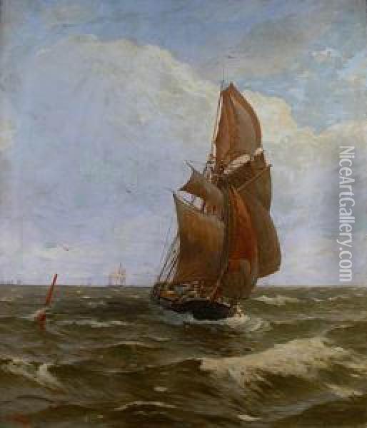 Statek Na Morzu Oil Painting - Hans Ritter Von Petersen