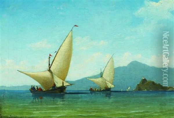 Segelboote Im Bosporus Oil Painting - Daniel Hermann Anton Melbye