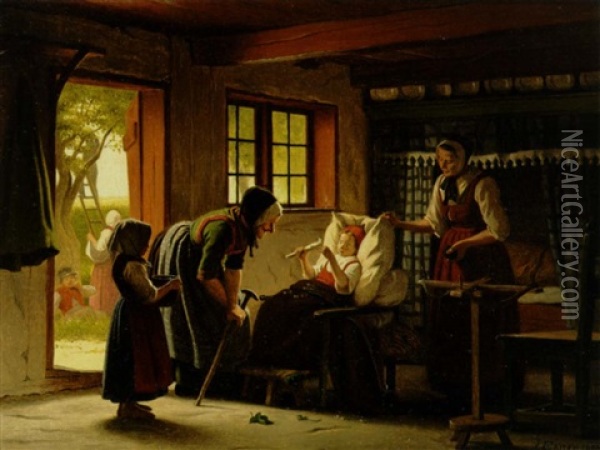 Naboens Besog Oil Painting - Johann Julius Exner