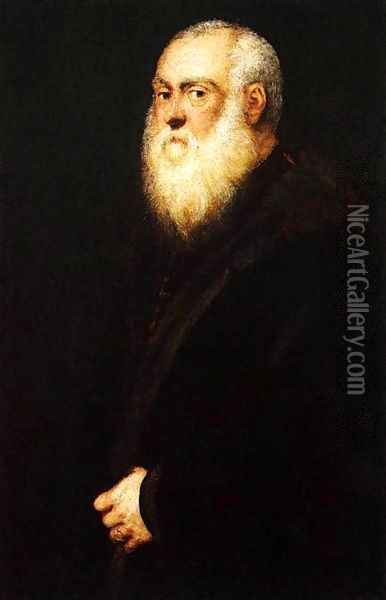 Portrait of a White-Bearded Man 2 Oil Painting - Jacopo Tintoretto (Robusti)