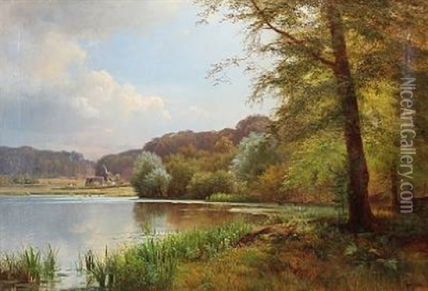 Danish Summer Landscape Oil Painting - Anders Andersen-Lundby