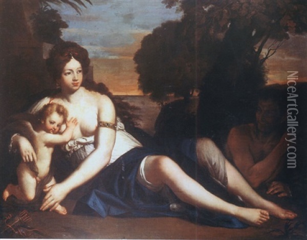 Venus Et L'amour Oil Painting - Cesare Gennari