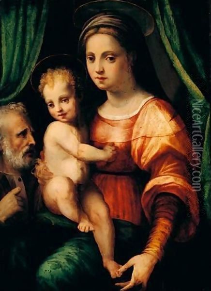 The Holy Family Oil Painting - Domenico Puligo