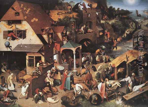 Netherlandish Proverbs 1559 Oil Painting - Pieter the Elder Bruegel
