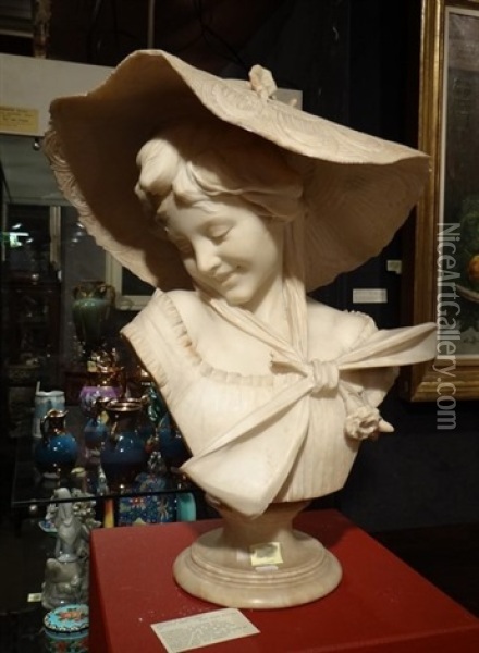 Buste De Jeune Femme Au Chapeau Oil Painting - Antonio Frilli