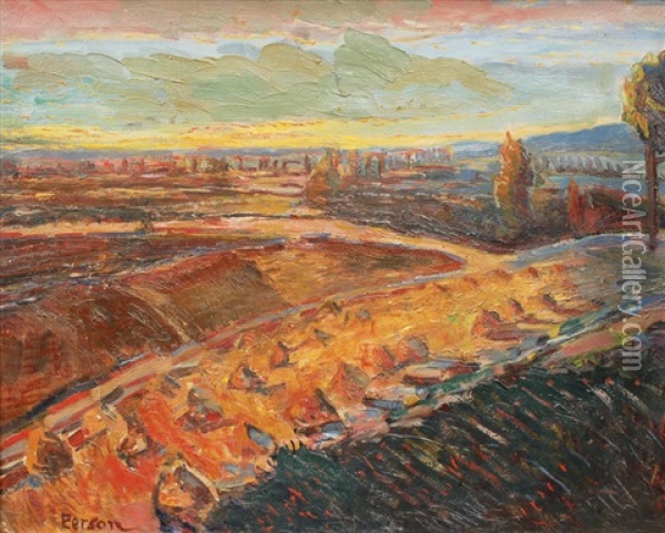 Summer Landscape At Sundown Oil Painting - Henri Person