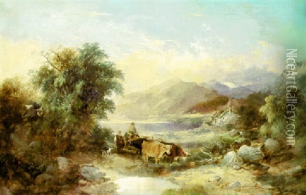 Herding Through The Highlands Oil Painting - George William Horlor