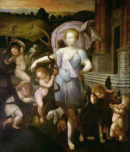 Allegorical portrait of Diane de Poitiers 1499-1566 1556 Oil Painting - Francesco Primaticcio