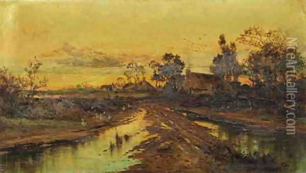 A mountainous river landscape Oil Painting - Charles Leslie