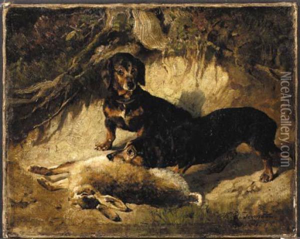 Two Dachshunds
Signed And Dated 'h. Biedermann Arendts.78' (lower Right) Oil Painting - Hermine Biedermann-Arendts