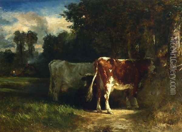 Cows in a Landscape Oil Painting - Constant Troyon