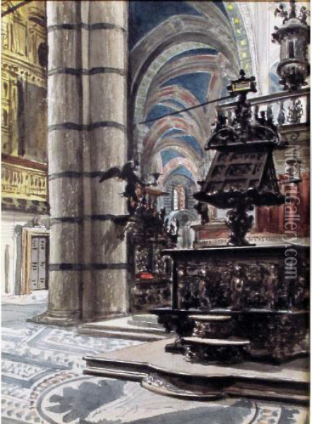 Interno Di Cattedrale Oil Painting - Domenico Pesenti