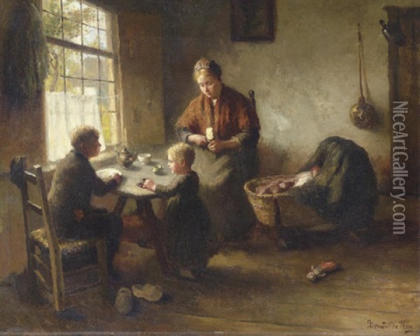 Meal Time Oil Painting - Bernard de Hoog