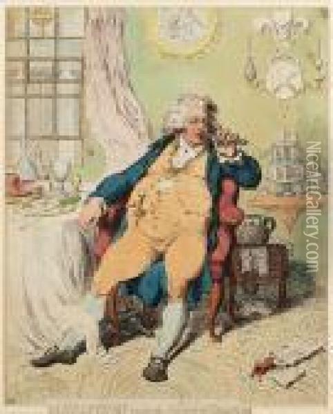 A Voluptuary Under The Horrors Of Digestion Oil Painting - James Gillray