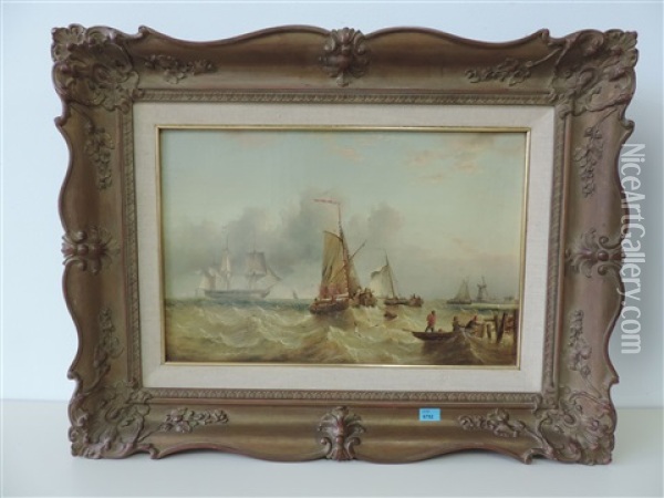 Fischerboote Auf Sturmischem Meer Oil Painting - James Webb