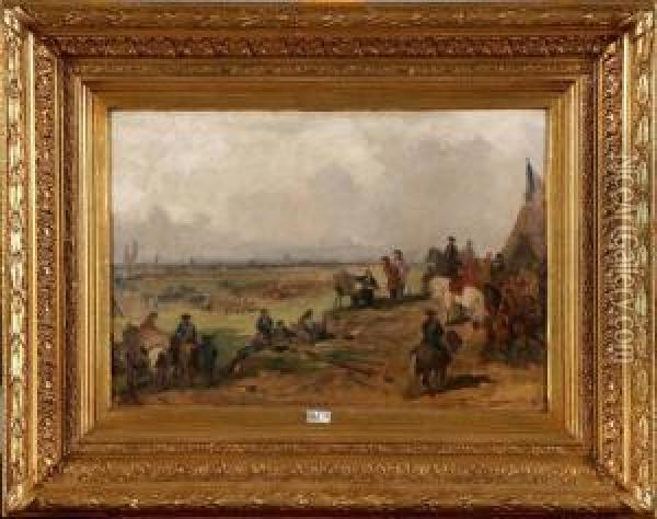 Le Peintre Sur Le Champ De Bataille Oil Painting - Joseph Van Severdonck