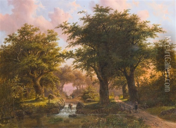 Partie Am Waldbach Oil Painting - Anthony Biester