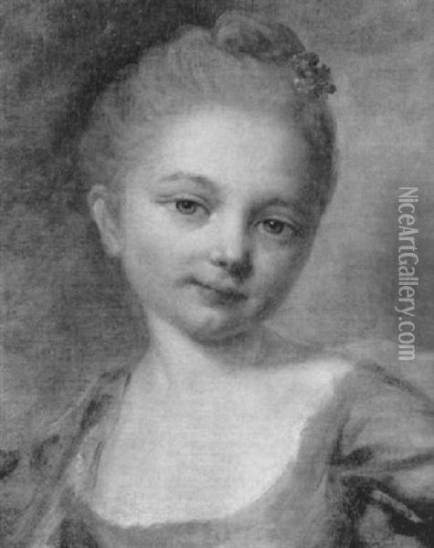 Portrait De Jeune Fille Oil Painting - Jean Bernard Restout