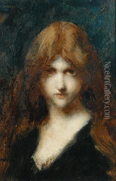 Head Study Of A Girl Oil Painting - Jean-Jacques Henner