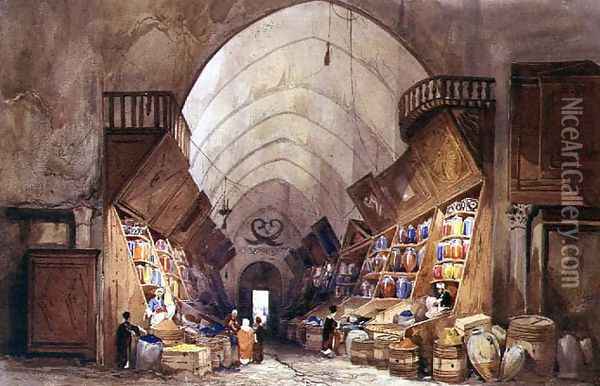 In the Bazaar - the Apothecarys Stall Oil Painting - Charles Pierron