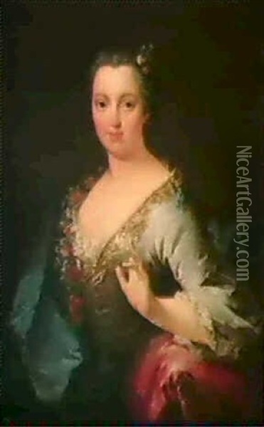 Portrait D'une Jeune Femme En Buste Oil Painting - Robert Levrac-Tournieres