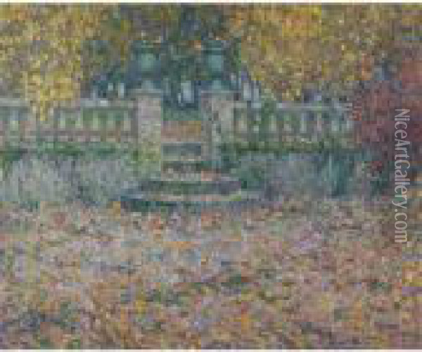La Terrasse. Automne, Gerberoy Oil Painting - Henri Eugene Augustin Le Sidaner