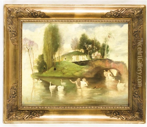 Arkadische Landschaft Mit Nereiden Oil Painting - Ferdinand Keller