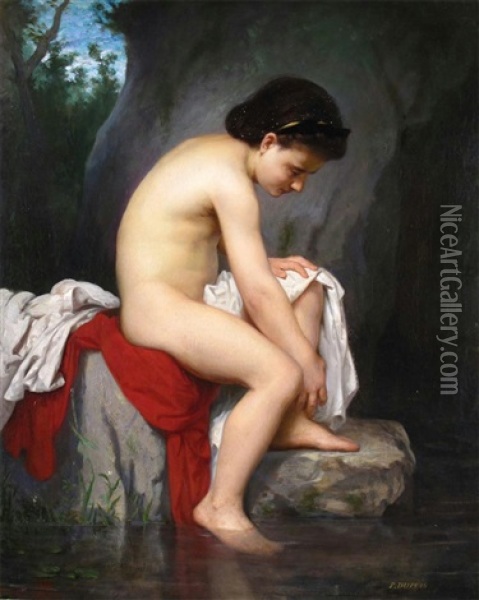 A Girl Bathing In A Pool Oil Painting - Pierre Dupuis