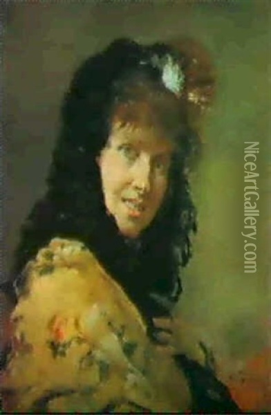 Portrait De Femme Oil Painting - Vicente Palmaroli y Gonzales