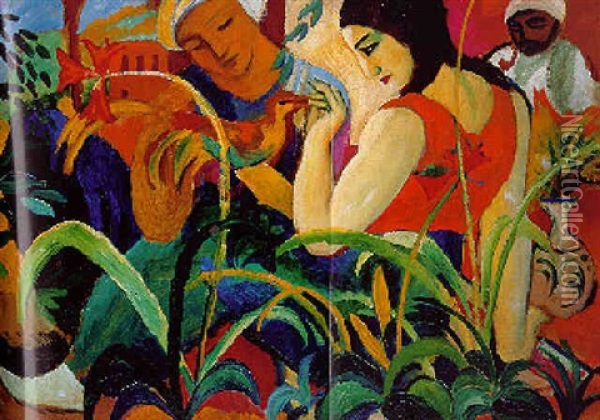 Orientalische Frauen Oil Painting - August Macke