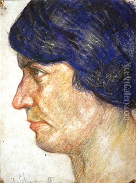 Cabeza Femenina De Perfil Oil Painting - Augusto Shiavoni