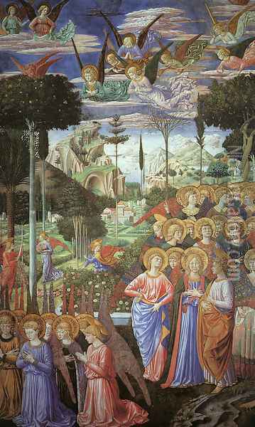 Angels Worshipping-3 1459 Oil Painting - Benozzo di Lese di Sandro Gozzoli