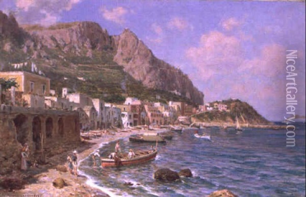 Marina Grande A Capri Oil Painting - Vincenzo Caprile
