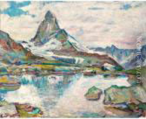 Cervin Au Petit Lac Oil Painting - Charles L'Eplattenier