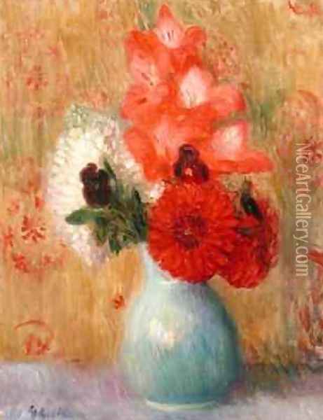 Floral Arrangement in Green Vase Oil Painting - William Glackens
