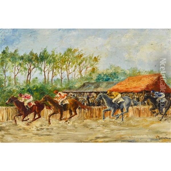 Das Pferderennen Oil Painting - Louis Ferdinand Malespina